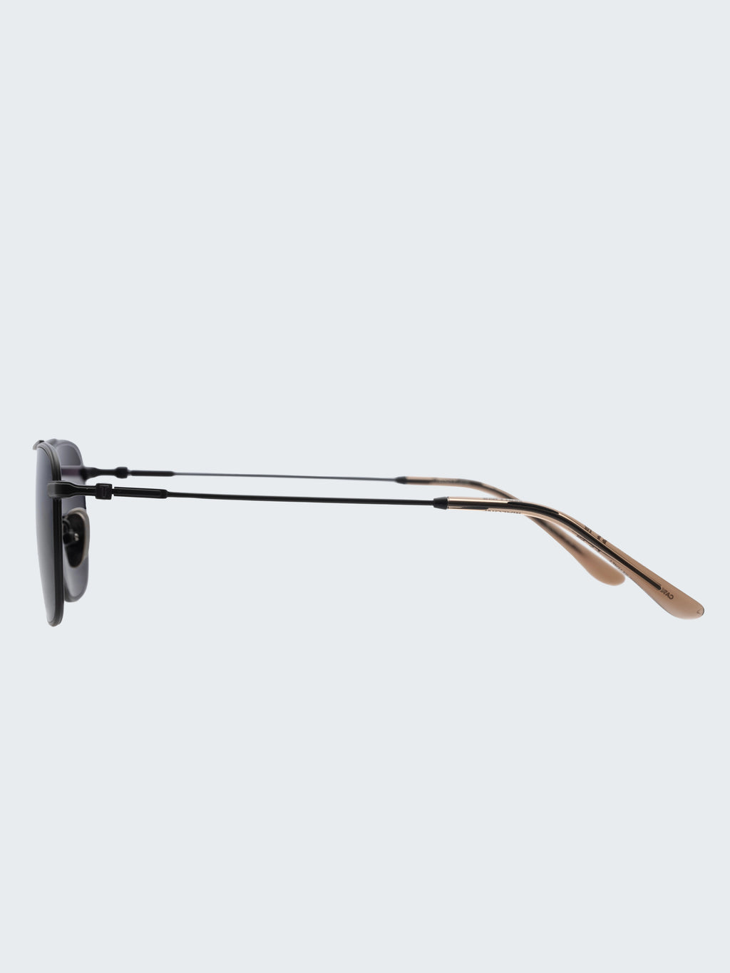 THISTLES MALONE sunglasses in black titanium with a rectangular wire frame, double brow bar and dark lenses.