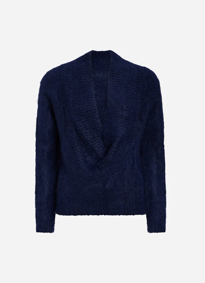 Sonko Reversible Cowl Neck Sweater in Navy by EMILY DAWN LONG